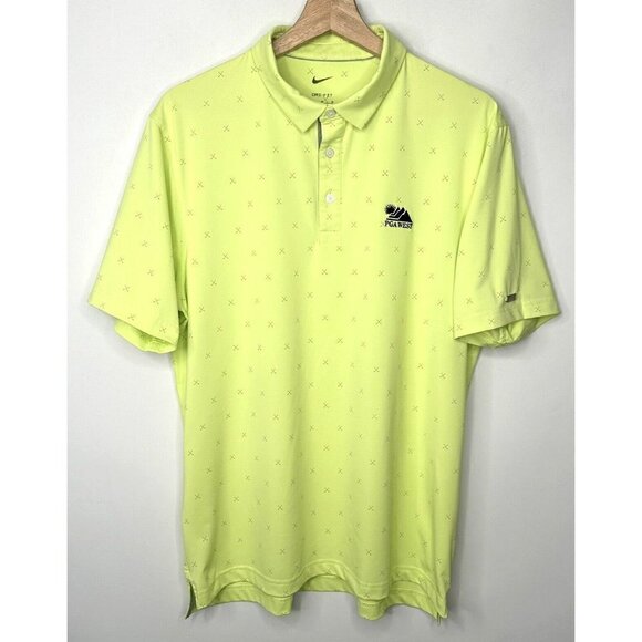 Other - Nike Dri-Fit PGA West Golf Polo Shirt Men M Yellow Embroidered All Over Print